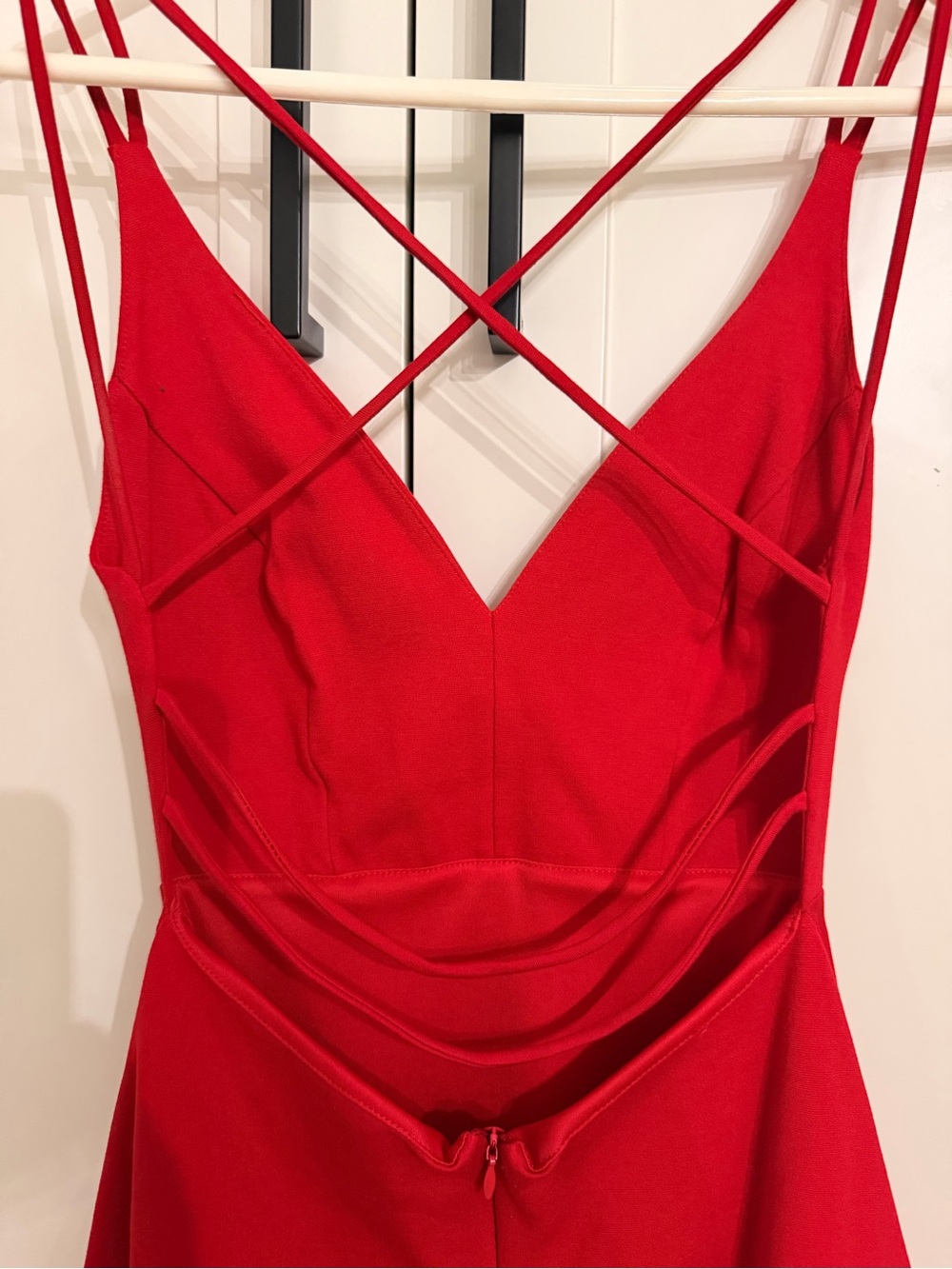 Lulu's Red V-Neck Crisscross Mini Dress - Picture 3 of 4